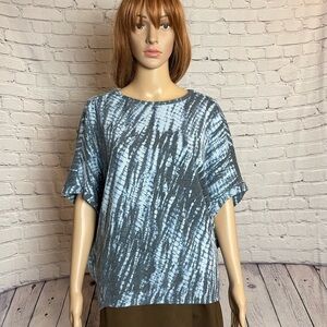 NWT New $88 Michael Stars Elbow Sleeve Boat Neck Shibori Top Size S